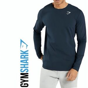 Gymshark Mens Essential Logo Long Sleeve Tee T-Shirt Size Medium Navy Blue